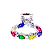 Sylvie Wreath Flower Hair Claw Jaw Clip Cubic Zirconia CZ Crystal silver base clear blue purple pink amber, Hair Claw - MOGHANT