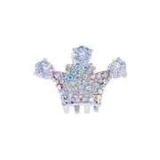 Princess Crown Hair Claw Jaw Clip Cubic Zirconia CZ Crystal silver base clear blue purple pink amber, Hair Claw - MOGHANT
