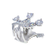 Princess Crown Hair Claw Jaw Clip Cubic Zirconia CZ Crystal silver base clear blue purple pink amber, Hair Claw - MOGHANT