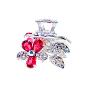 Browallia Flower Hair Claw Jaw Clip Cubic Zirconia CZ Crystal silver base purple amber blue pink, Hair Claw - MOGHANT