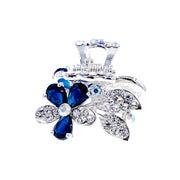 Browallia Flower Hair Claw Jaw Clip Cubic Zirconia CZ Crystal silver base purple amber blue pink, Hair Claw - MOGHANT