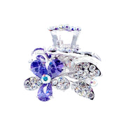 Browallia Flower Hair Claw Jaw Clip Cubic Zirconia CZ Crystal silver base purple amber blue pink, Hair Claw - MOGHANT