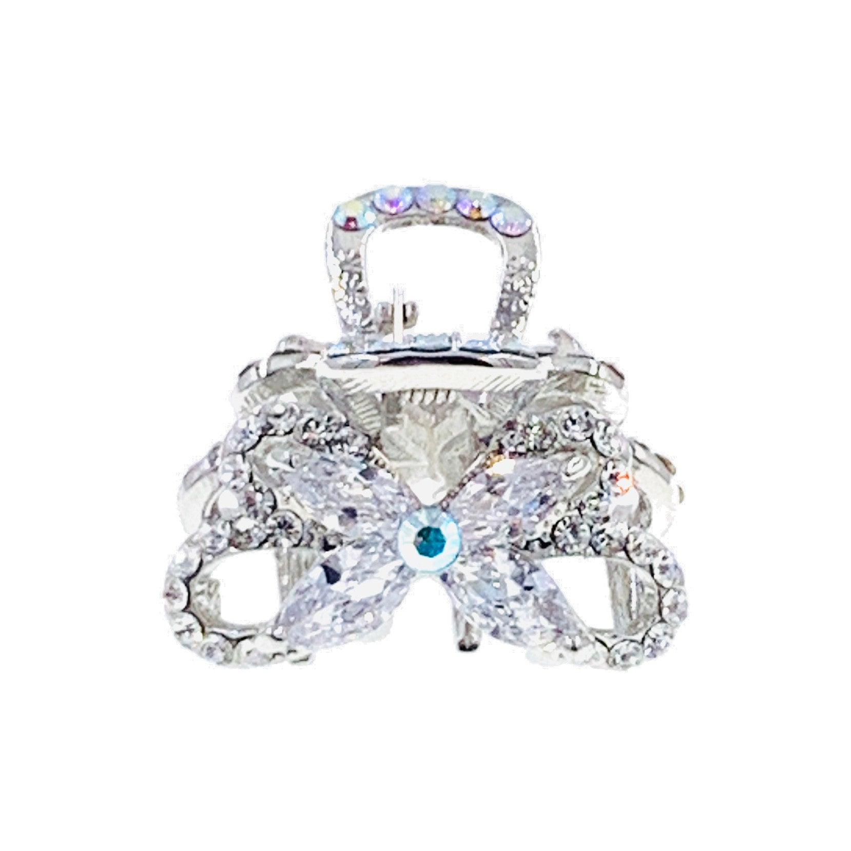 Celandine Flower Hair Claw Jaw Clip Cubic Zirconia CZ Crystal silver base purple amber blue pink, Hair Claw - MOGHANT