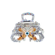 Celandine Flower Hair Claw Jaw Clip Cubic Zirconia CZ Crystal silver base purple amber blue pink, Hair Claw - MOGHANT