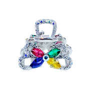 Celandine Flower Hair Claw Jaw Clip Cubic Zirconia CZ Crystal silver base purple amber blue pink, Hair Claw - MOGHANT