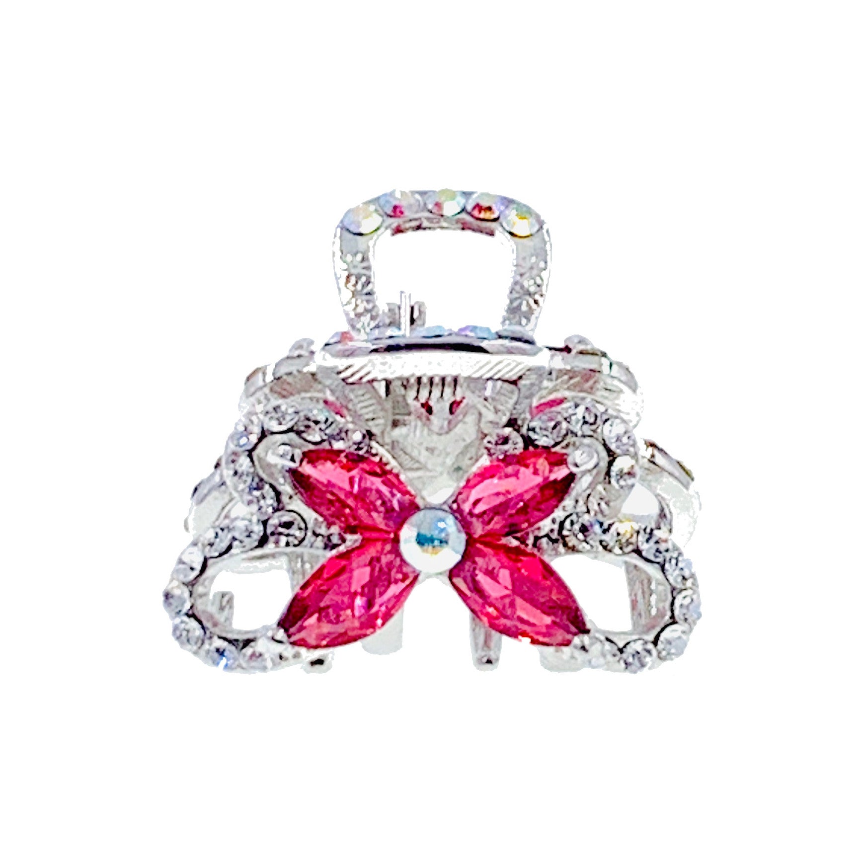 Celandine Flower Hair Claw Jaw Clip Cubic Zirconia CZ Crystal silver base purple amber blue pink, Hair Claw - MOGHANT