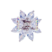 Hepatica Flower Hair Claw Jaw Clip Cubic Zirconia CZ Crystal silver base purple amber blue pink, Hair Claw - MOGHANT