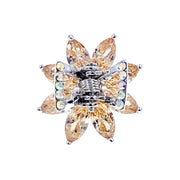 Hepatica Flower Hair Claw Jaw Clip Cubic Zirconia CZ Crystal silver base purple amber blue pink, Hair Claw - MOGHANT