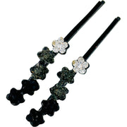 Swing Flower Bobby Pin Pair Rhinestone Crystal Clear Black Pink Blue Brown, Bobby Pin - MOGHANT