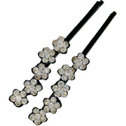 Swing Flower Bobby Pin Pair Rhinestone Crystal Clear Black Pink Blue Brown, Bobby Pin - MOGHANT