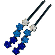 Swing Flower Bobby Pin Pair Rhinestone Crystal Clear Black Pink Blue Brown, Bobby Pin - MOGHANT