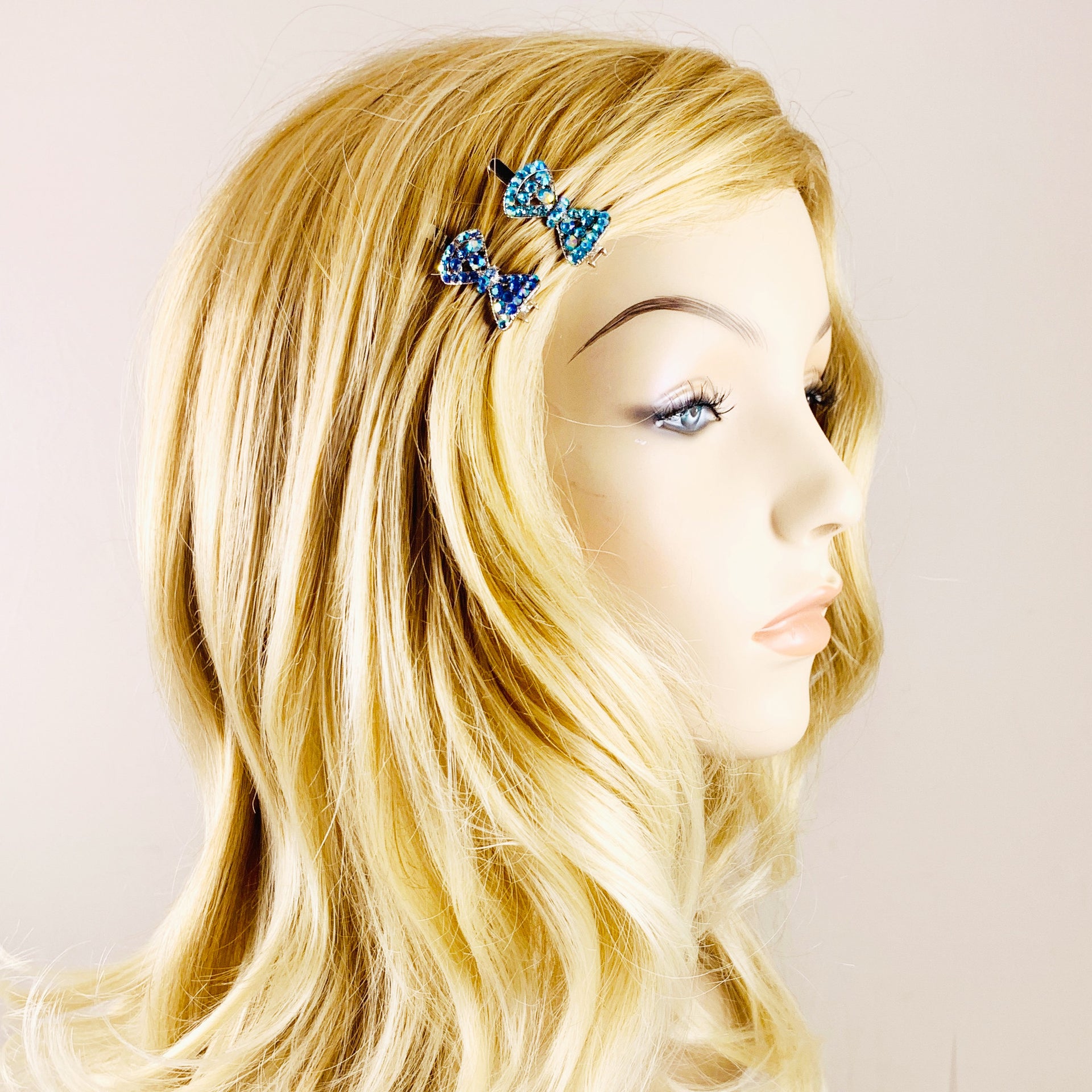 Trista Magnetic Bow Hair Clip Rhinestone Crystal Small Barrette 15 Colors, Magnetic Clip - MOGHANT