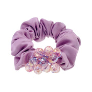 Primrose Ponytail Holder Scrunchie Acrylic Crystal fabric base Purple Pink Brown Blue Green Red Black, Ponytail Holder - MOGHANT