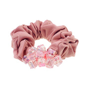 Primrose Ponytail Holder Scrunchie Acrylic Crystal fabric base Purple Pink Brown Blue Green Red Black, Ponytail Holder - MOGHANT