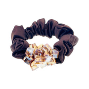 Primrose Ponytail Holder Scrunchie Acrylic Crystal fabric base Purple Pink Brown Blue Green Red Black, Ponytail Holder - MOGHANT