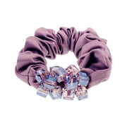 Primrose Ponytail Holder Scrunchie Acrylic Crystal fabric base Purple Pink Brown Blue Green Red Black, Ponytail Holder - MOGHANT