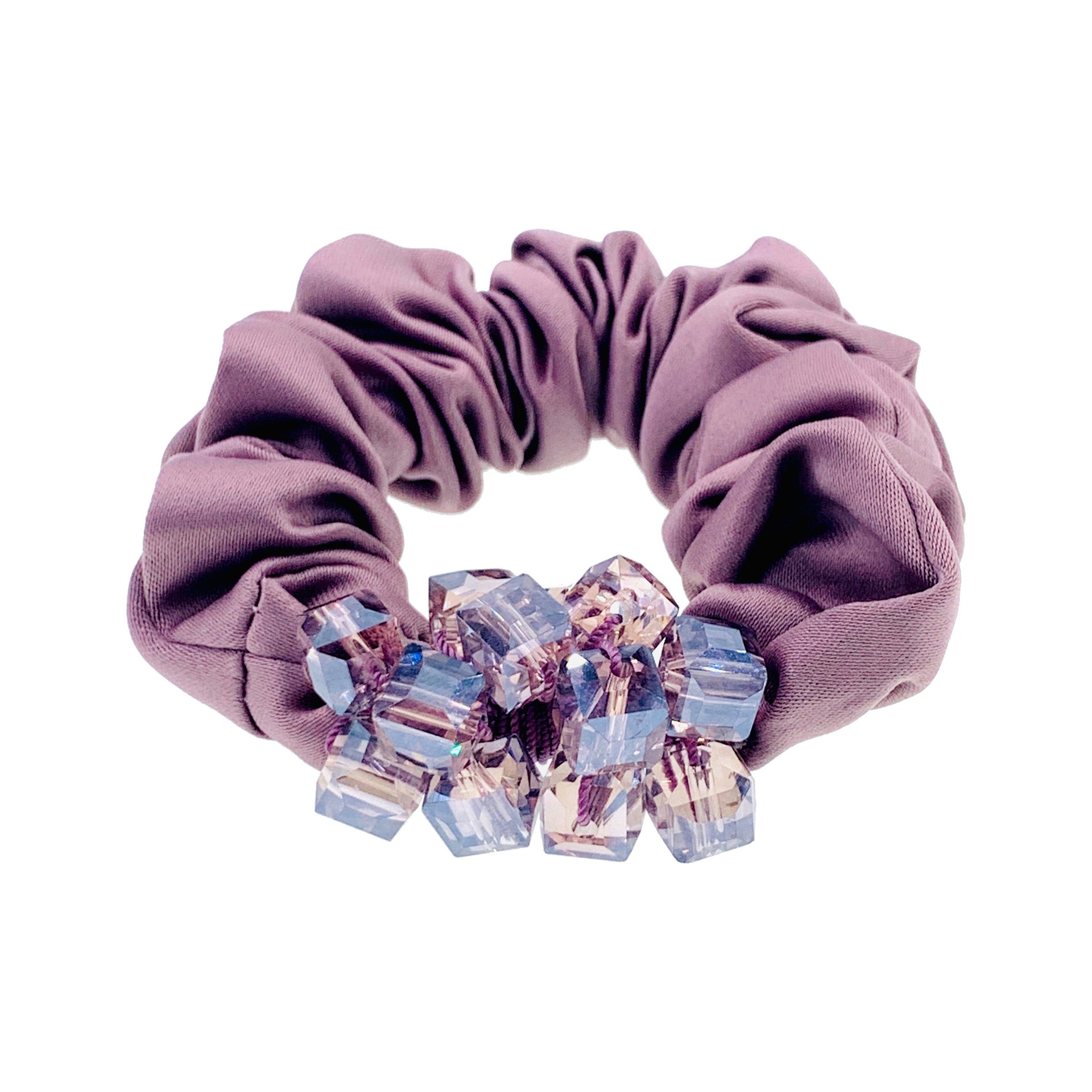 Primrose Ponytail Holder Scrunchie Acrylic Crystal fabric base Purple Pink Brown Blue Green Red Black, Ponytail Holder - MOGHANT