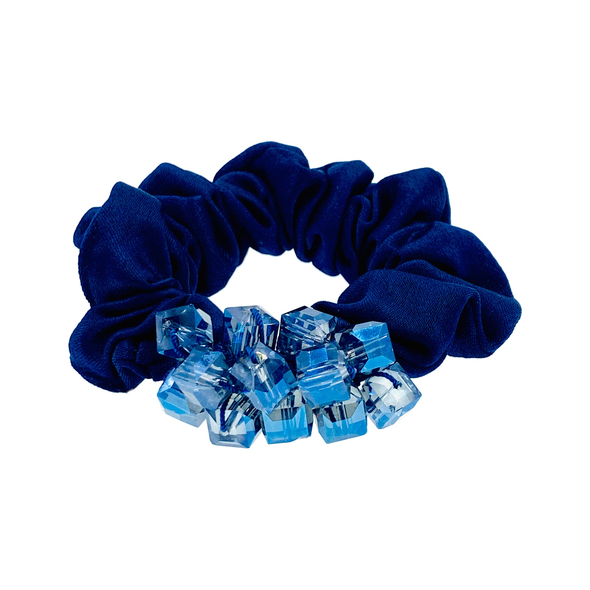 Primrose Ponytail Holder Scrunchie Acrylic Crystal fabric base Purple Pink Brown Blue Green Red Black, Ponytail Holder - MOGHANT