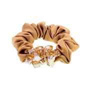 Primrose Ponytail Holder Scrunchie Acrylic Crystal fabric base Purple Pink Brown Blue Green Red Black, Ponytail Holder - MOGHANT