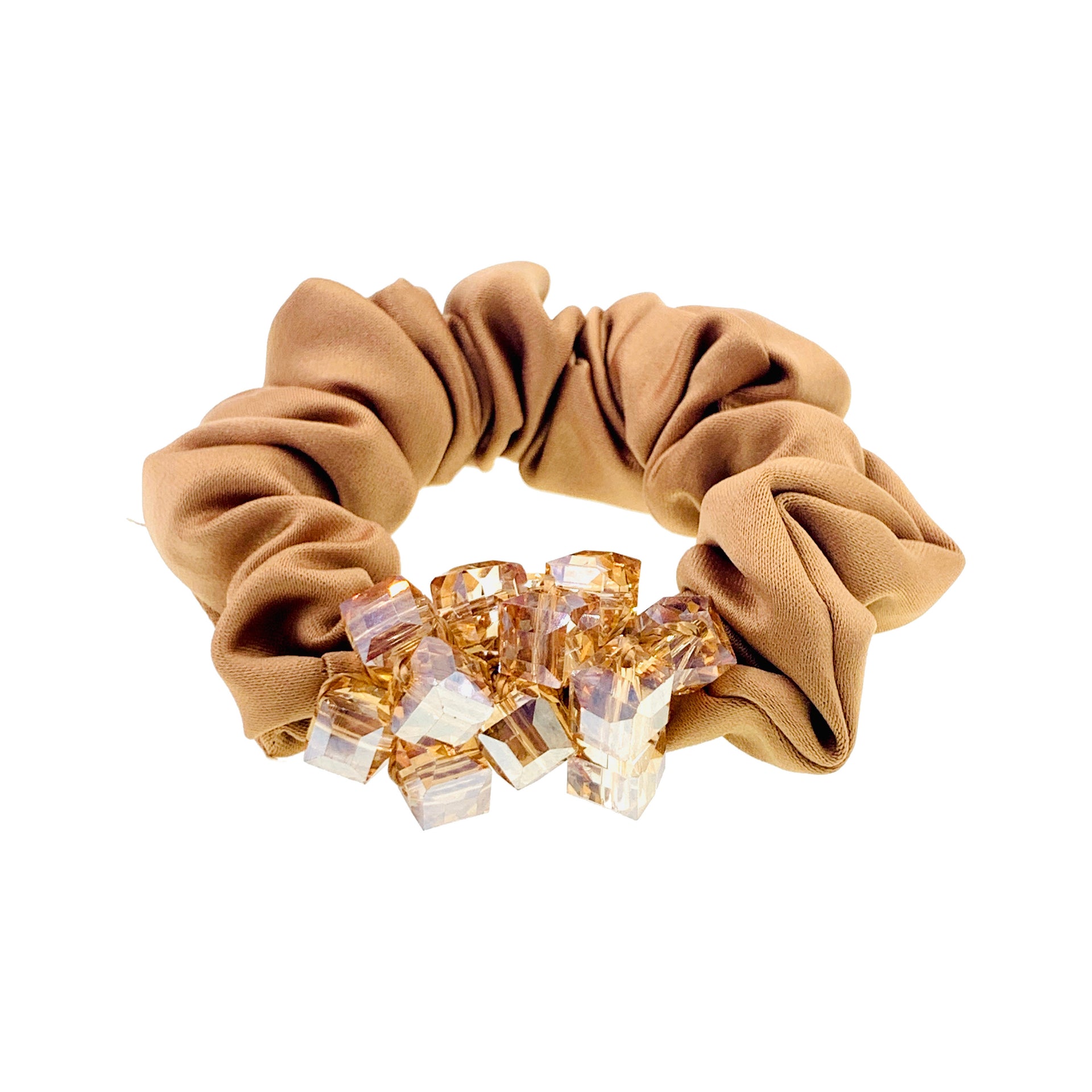 Primrose Ponytail Holder Scrunchie Acrylic Crystal fabric base Purple Pink Brown Blue Green Red Black, Ponytail Holder - MOGHANT