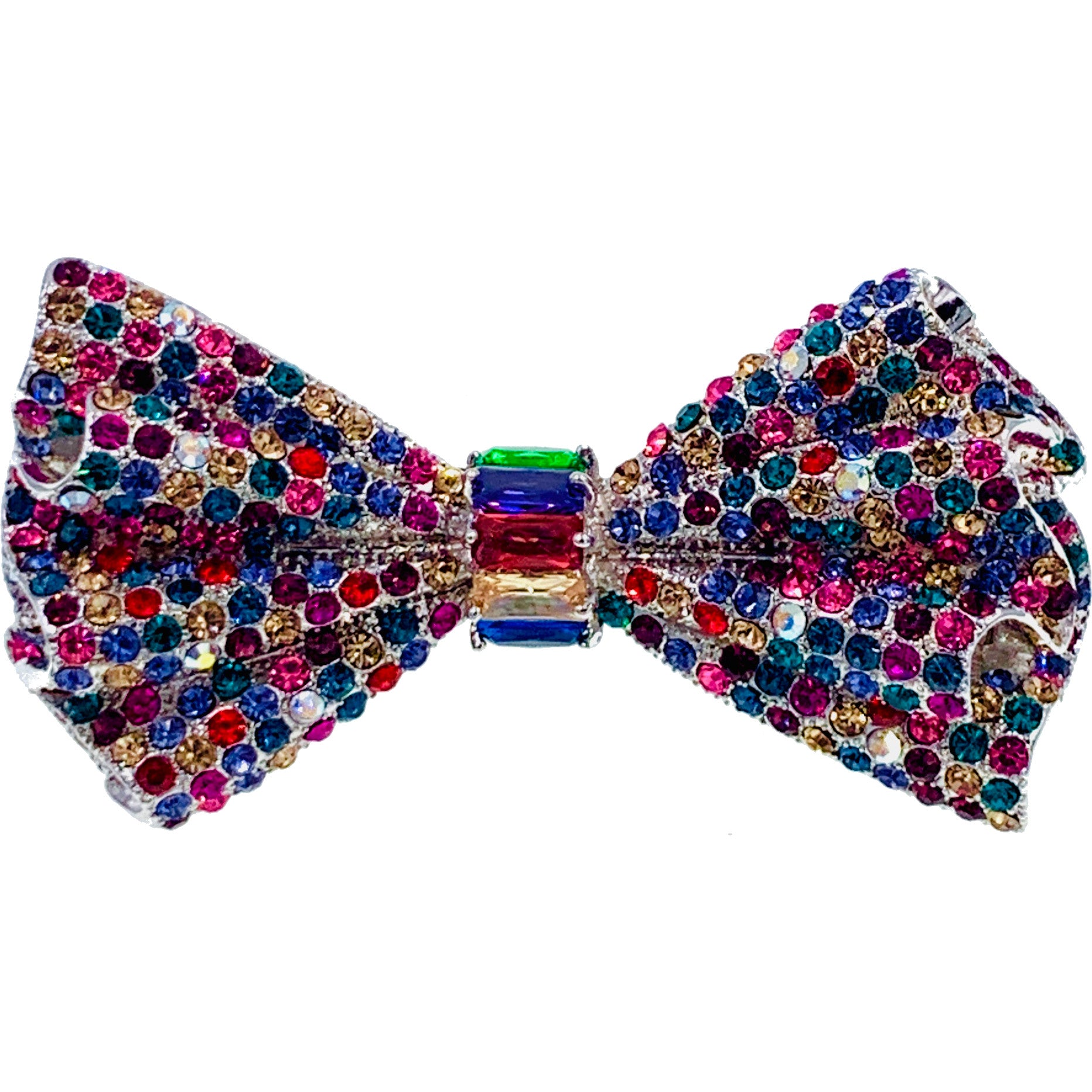 Glam Terada BOW Barrette Cubic Zirconia CZ Crystal Swarovski Elementary Crystal, Barrette - MOGHANT