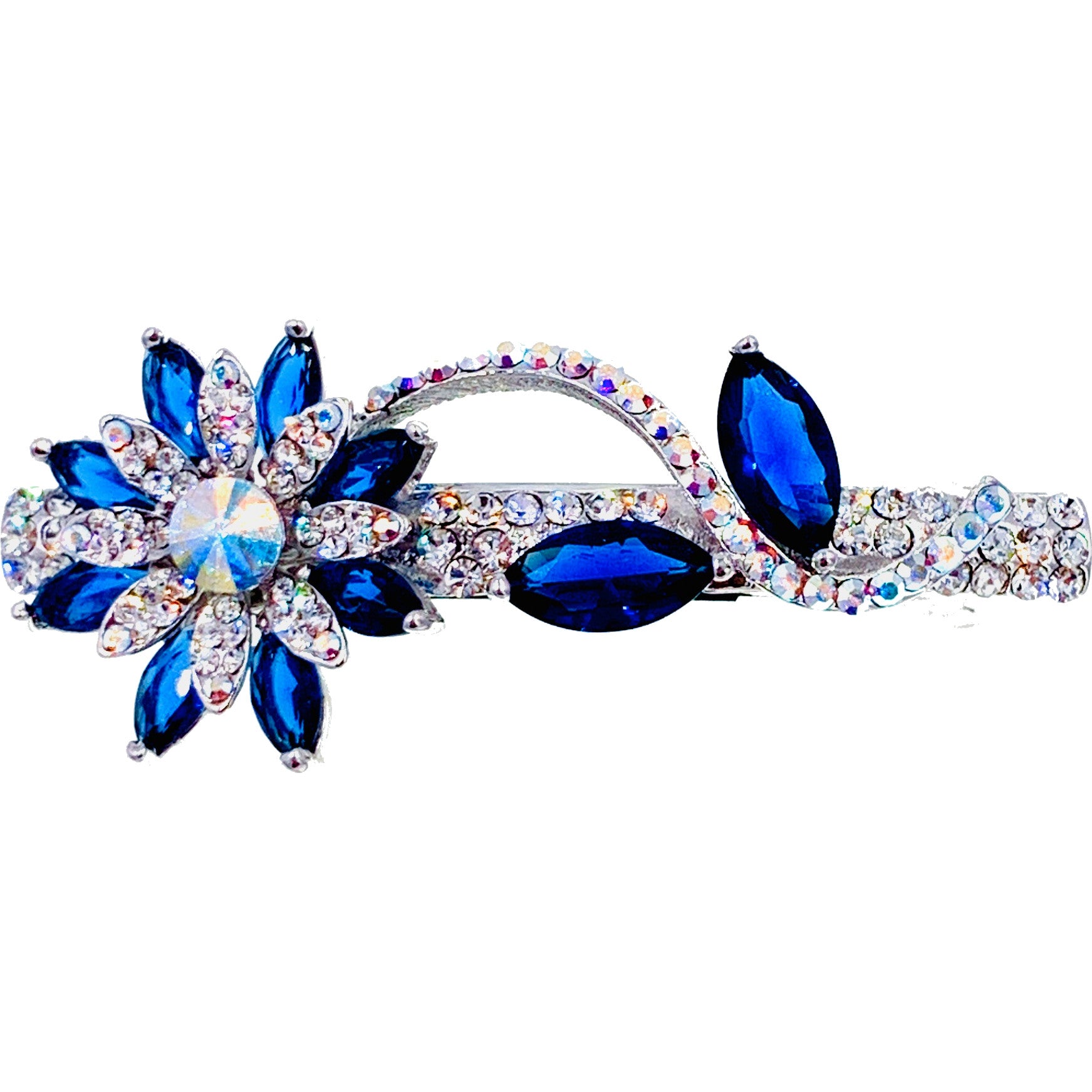 Enrica Flower Barrette Cubic Zirconia CZ Crystal Swarovski Elementary Crystal, Barrette - MOGHANT