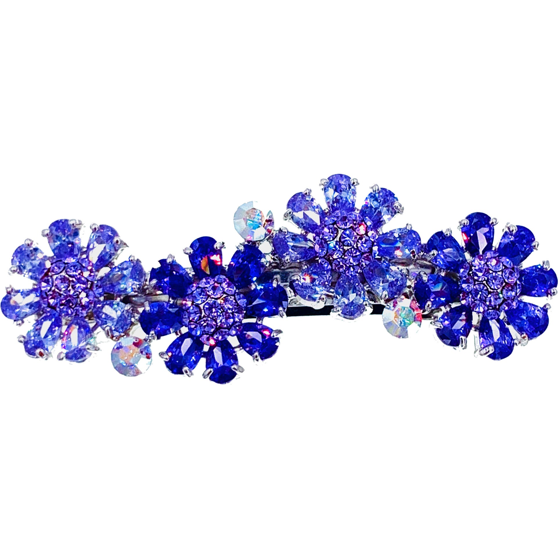 Drina Flower Barrette Cubic Zirconia CZ Crystal Swarovski Elementary Crystal, Barrette - MOGHANT