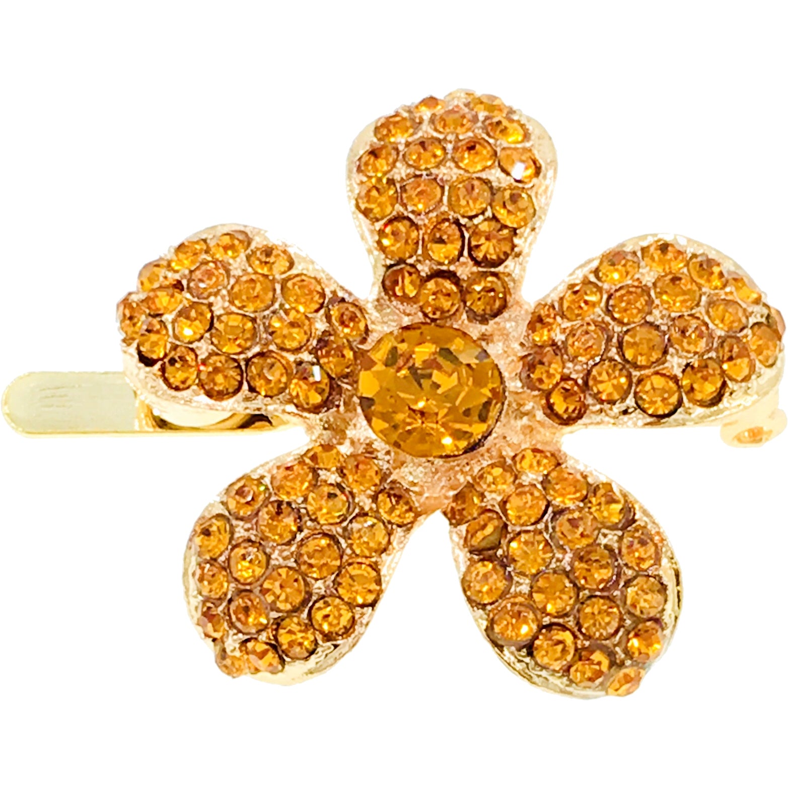 Rosaceae Flower Magnetic Hair Clip use Rhinestone Crystal gold base, Magnetic Clip - MOGHANT