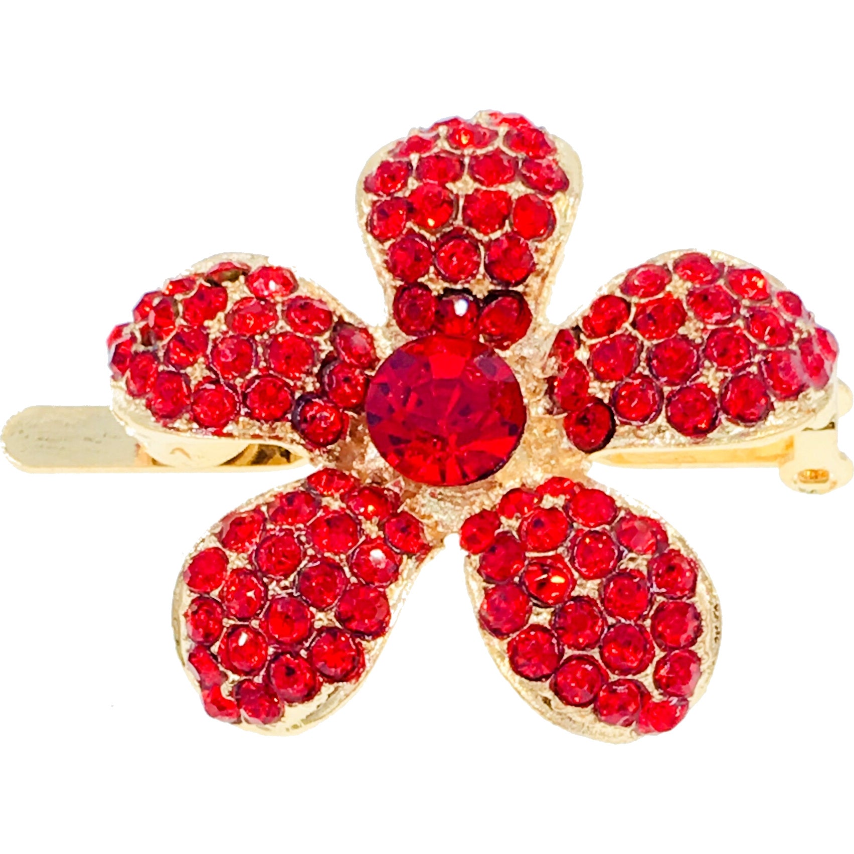 Rosaceae Flower Magnetic Hair Clip use Rhinestone Crystal gold base, Magnetic Clip - MOGHANT