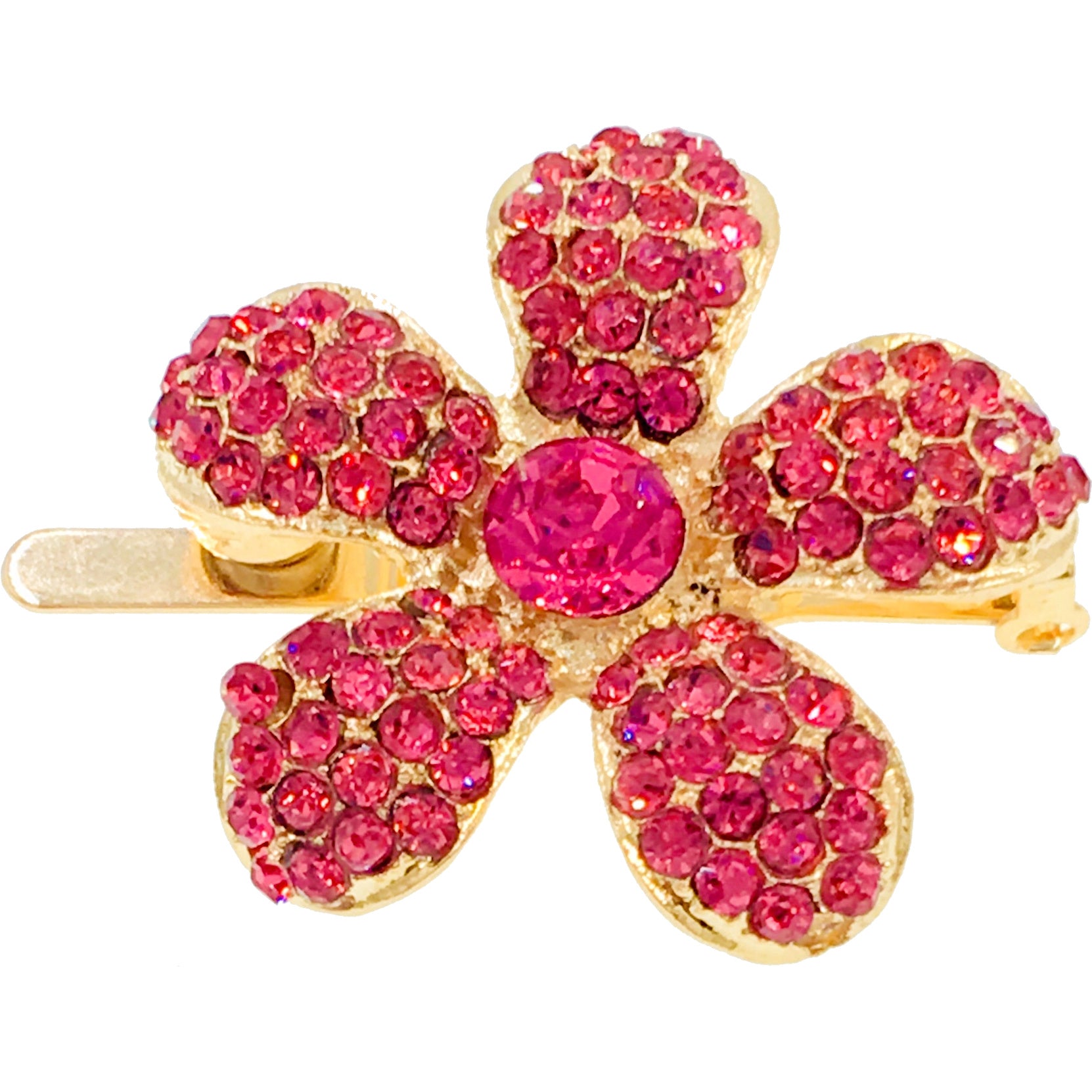 Rosaceae Flower Magnetic Hair Clip use Rhinestone Crystal gold base, Magnetic Clip - MOGHANT