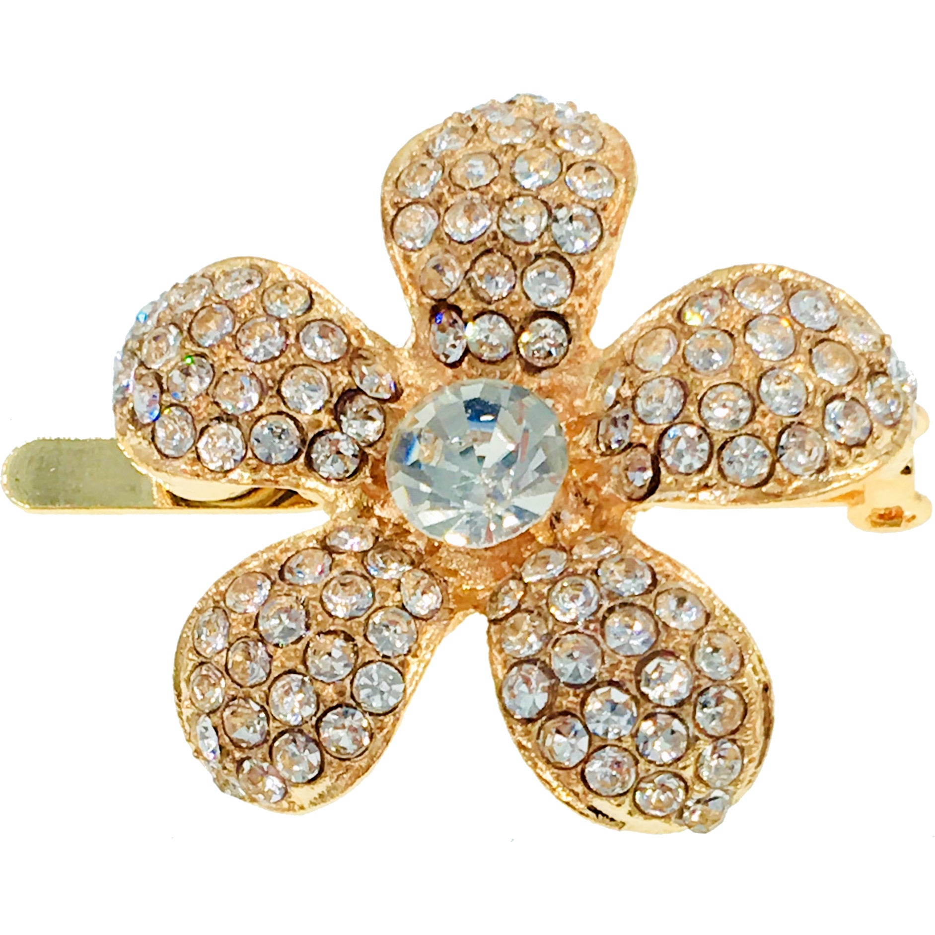 Rosaceae Flower Magnetic Hair Clip use Rhinestone Crystal gold base, Magnetic Clip - MOGHANT