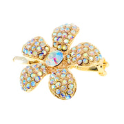 Rosaceae Flower Magnetic Hair Clip use Rhinestone Crystal gold base, Magnetic Clip - MOGHANT