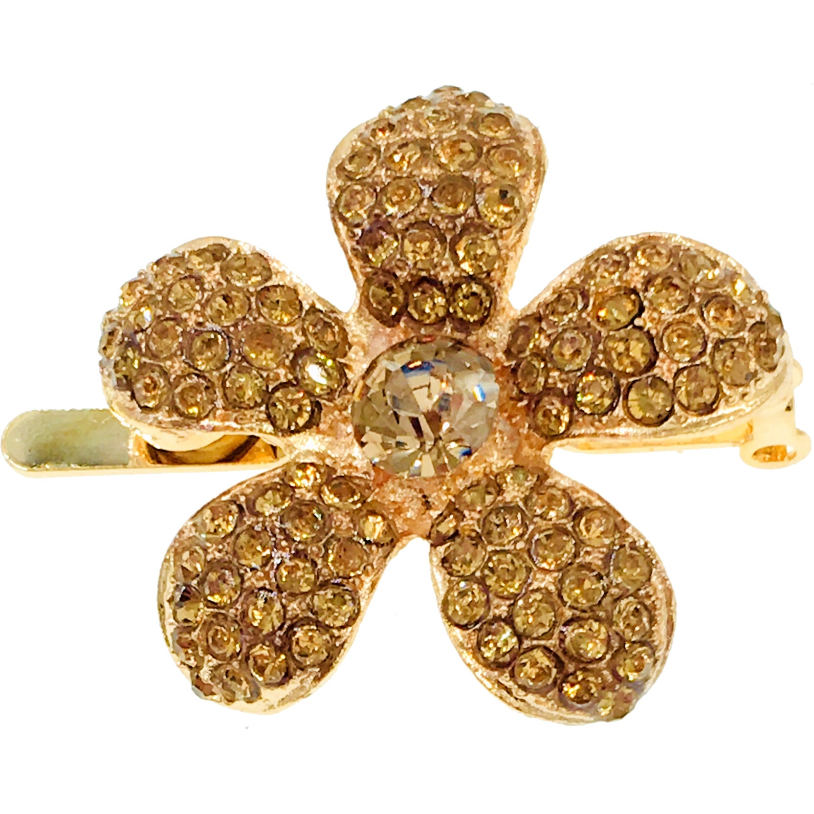 Rosaceae Flower Magnetic Hair Clip use Rhinestone Crystal gold base, Magnetic Clip - MOGHANT