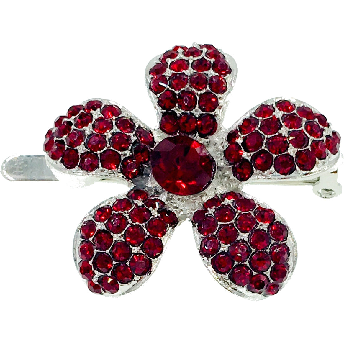 Rosaceae Flower Magnetic Hair Clip use Rhinestone Crystal silver base, Magnetic Clip - MOGHANT