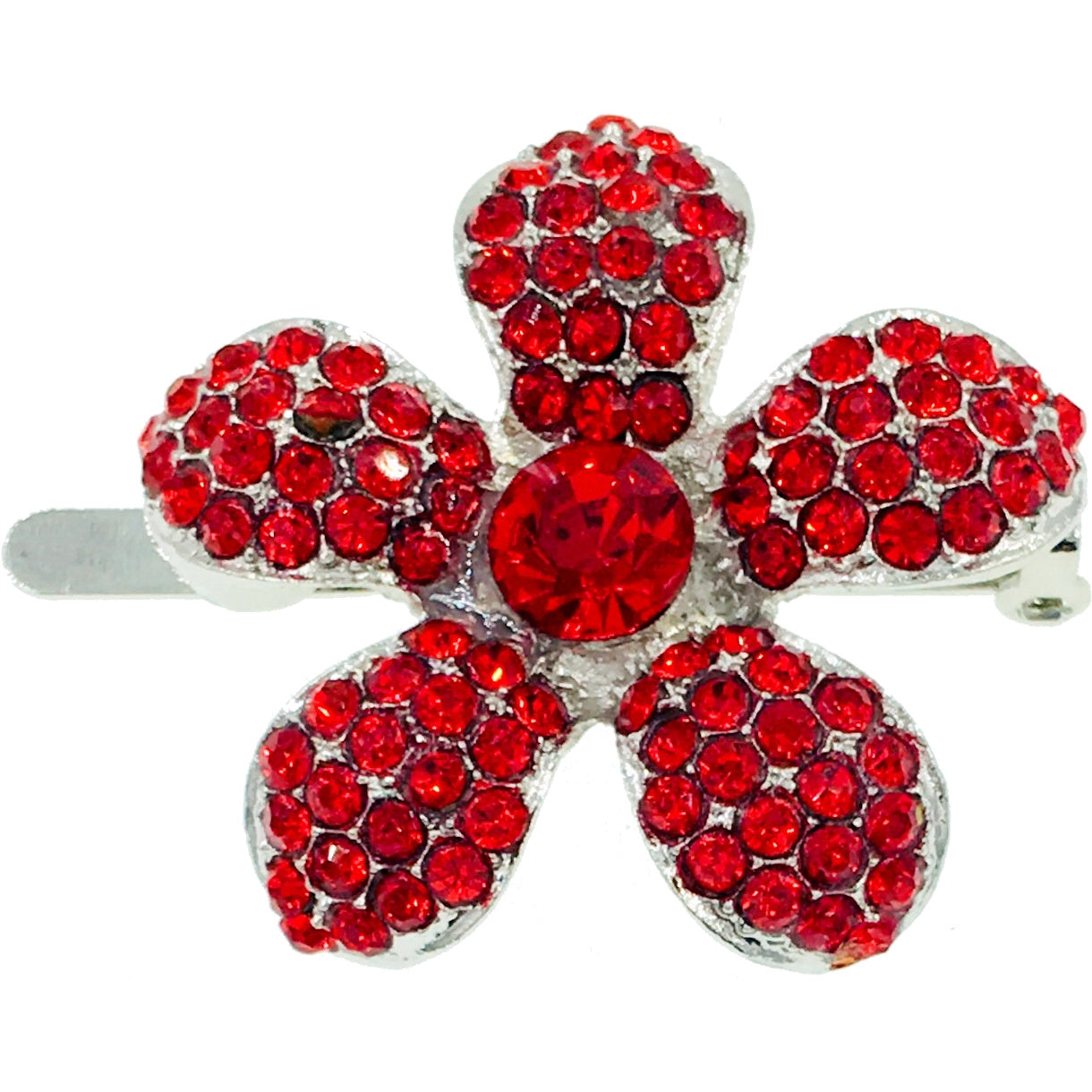 Rosaceae Flower Magnetic Hair Clip use Rhinestone Crystal silver base, Magnetic Clip - MOGHANT