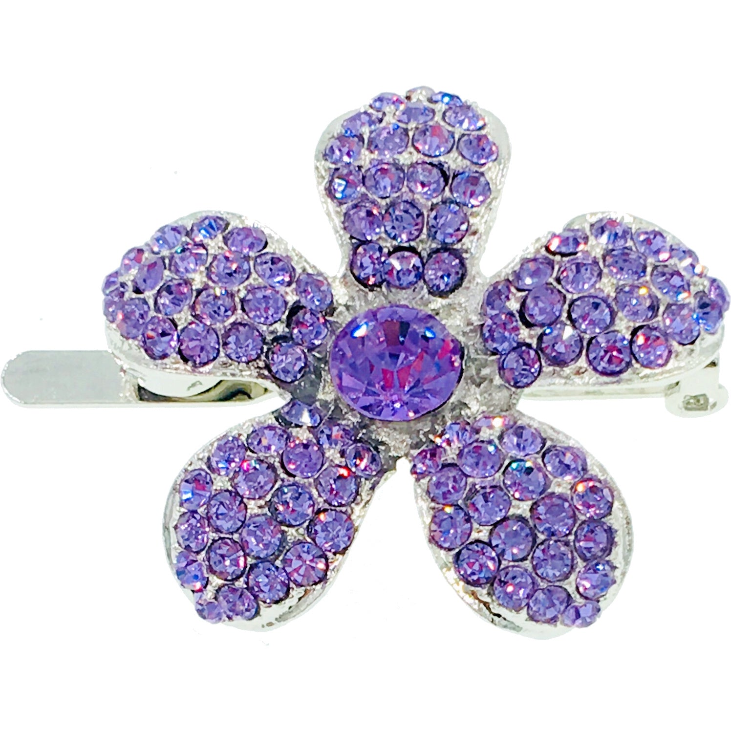 Rosaceae Flower Magnetic Hair Clip use Rhinestone Crystal silver base, Magnetic Clip - MOGHANT