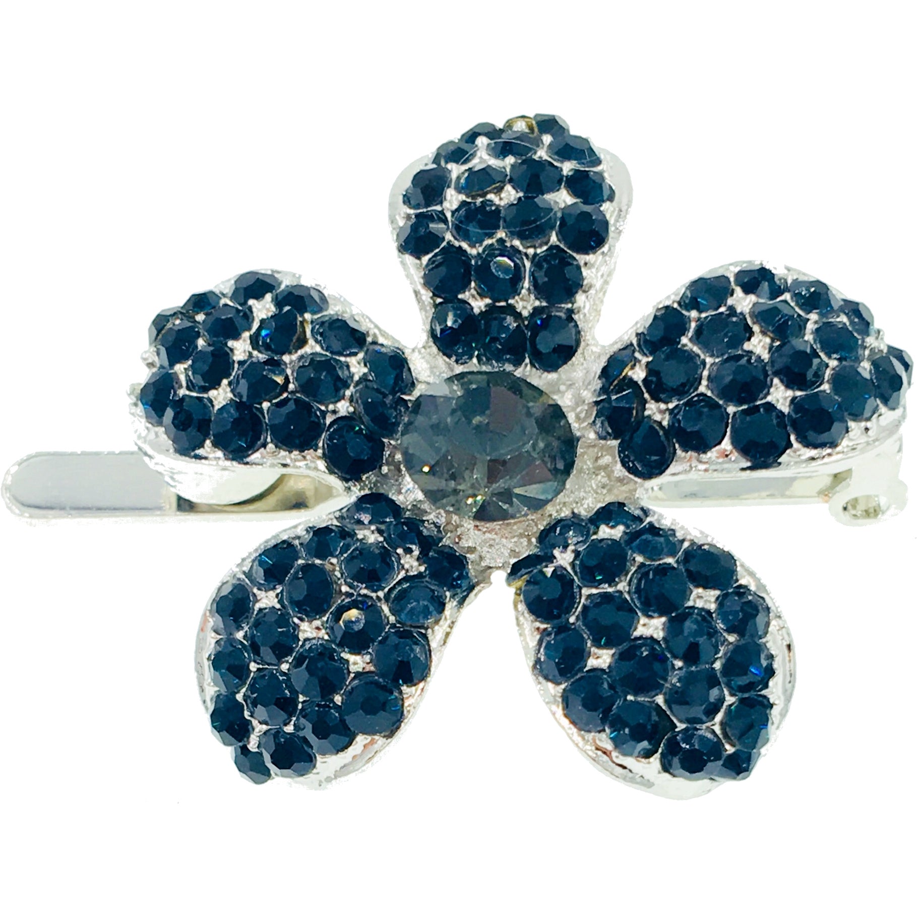 Rosaceae Flower Magnetic Hair Clip use Rhinestone Crystal silver base, Magnetic Clip - MOGHANT