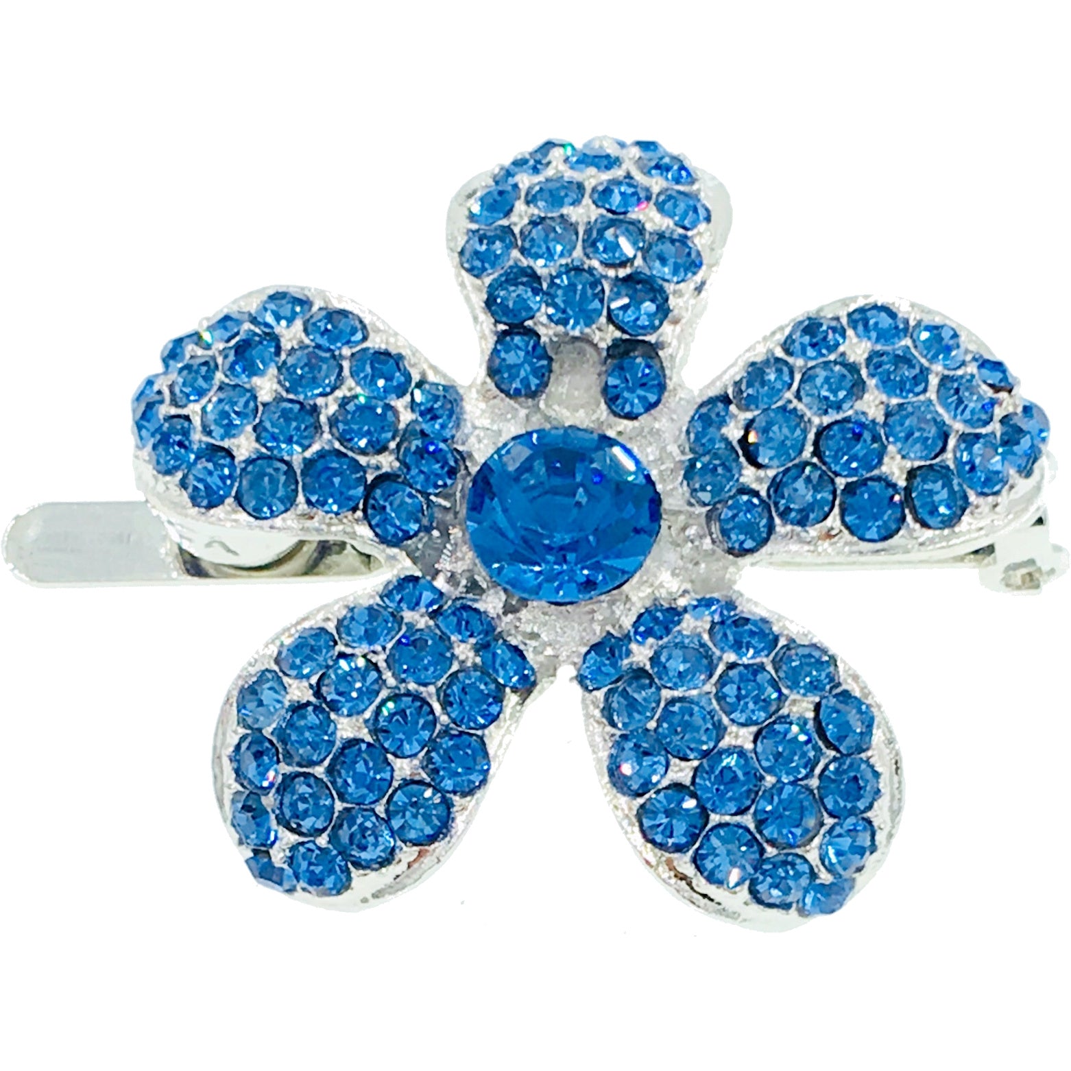 Rosaceae Flower Magnetic Hair Clip use Rhinestone Crystal silver base, Magnetic Clip - MOGHANT