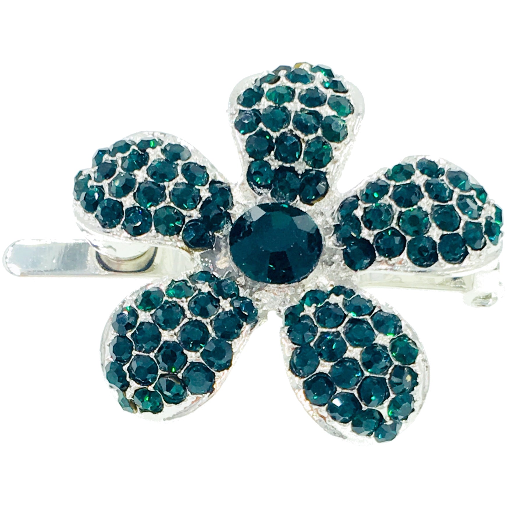 Rosaceae Flower Magnetic Hair Clip use Rhinestone Crystal silver base, Magnetic Clip - MOGHANT