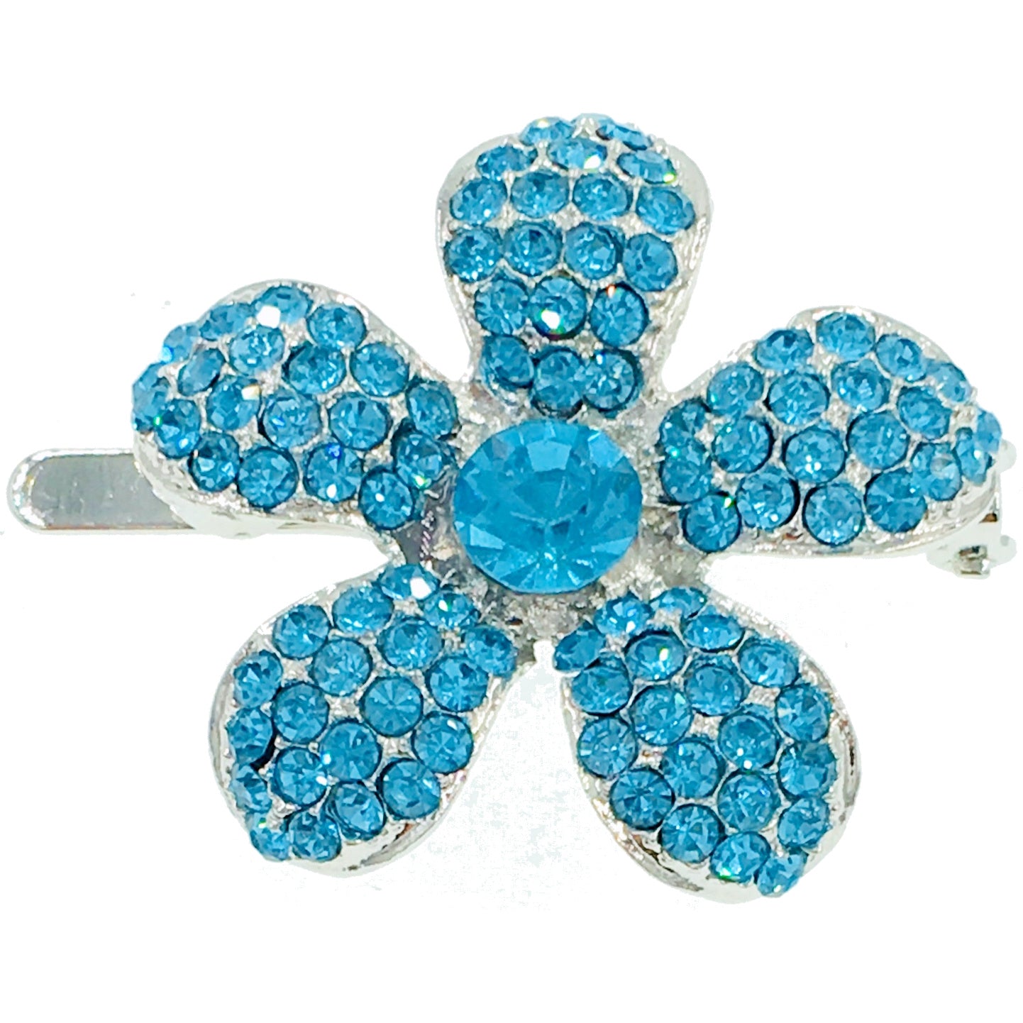 Rosaceae Flower Magnetic Hair Clip use Rhinestone Crystal silver base, Magnetic Clip - MOGHANT