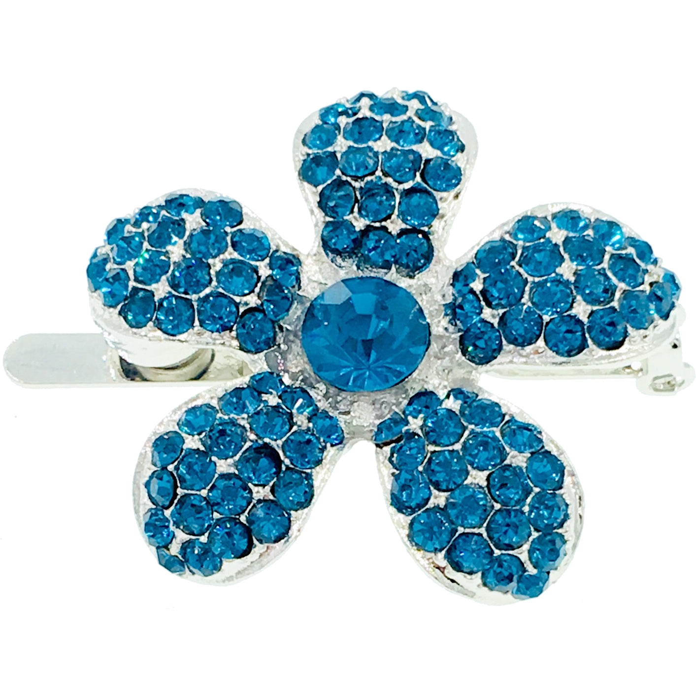 Rosaceae Flower Magnetic Hair Clip use Rhinestone Crystal silver base, Magnetic Clip - MOGHANT