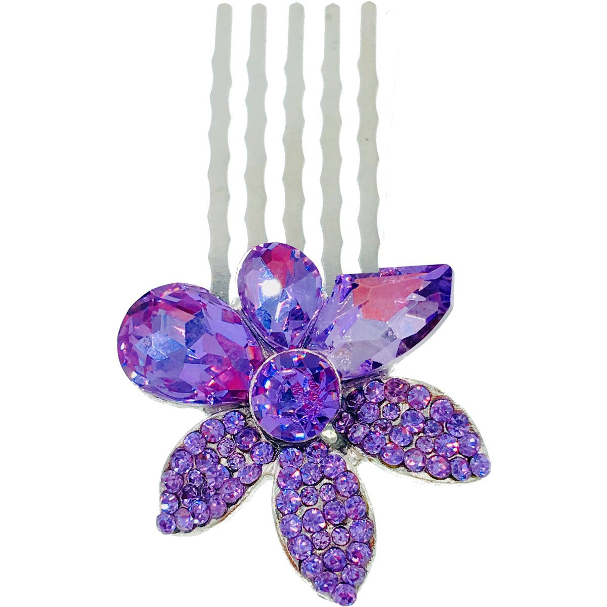 Windflower Flower Small Hair Comb made with  Swarovski  Elements Crystal Wedding Bridal Prom Party, Hair Comb - MOGHANT
