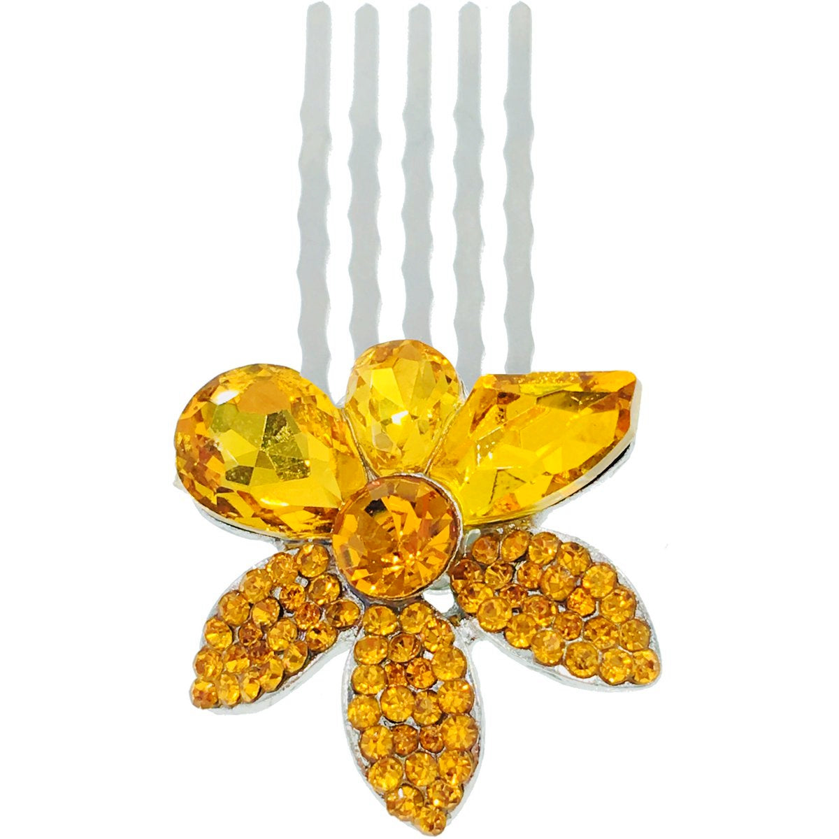 Windflower Flower Small Hair Comb made with  Swarovski  Elements Crystal Wedding Bridal Prom Party, Hair Comb - MOGHANT