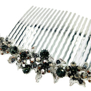 Gypsophila Flower Cluster Hair Comb Swarovski Crystal Vintage Simple silver base Black, Hair Comb - MOGHANT
