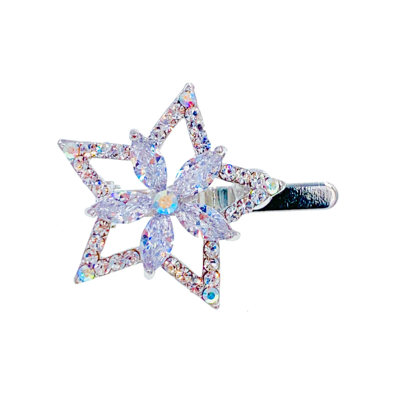 Floriana Star Magnetic Hair Clip Cubic Zirconia CZ Crystal Hairpin Small Barrette, Magnetic Clip - MOGHANT