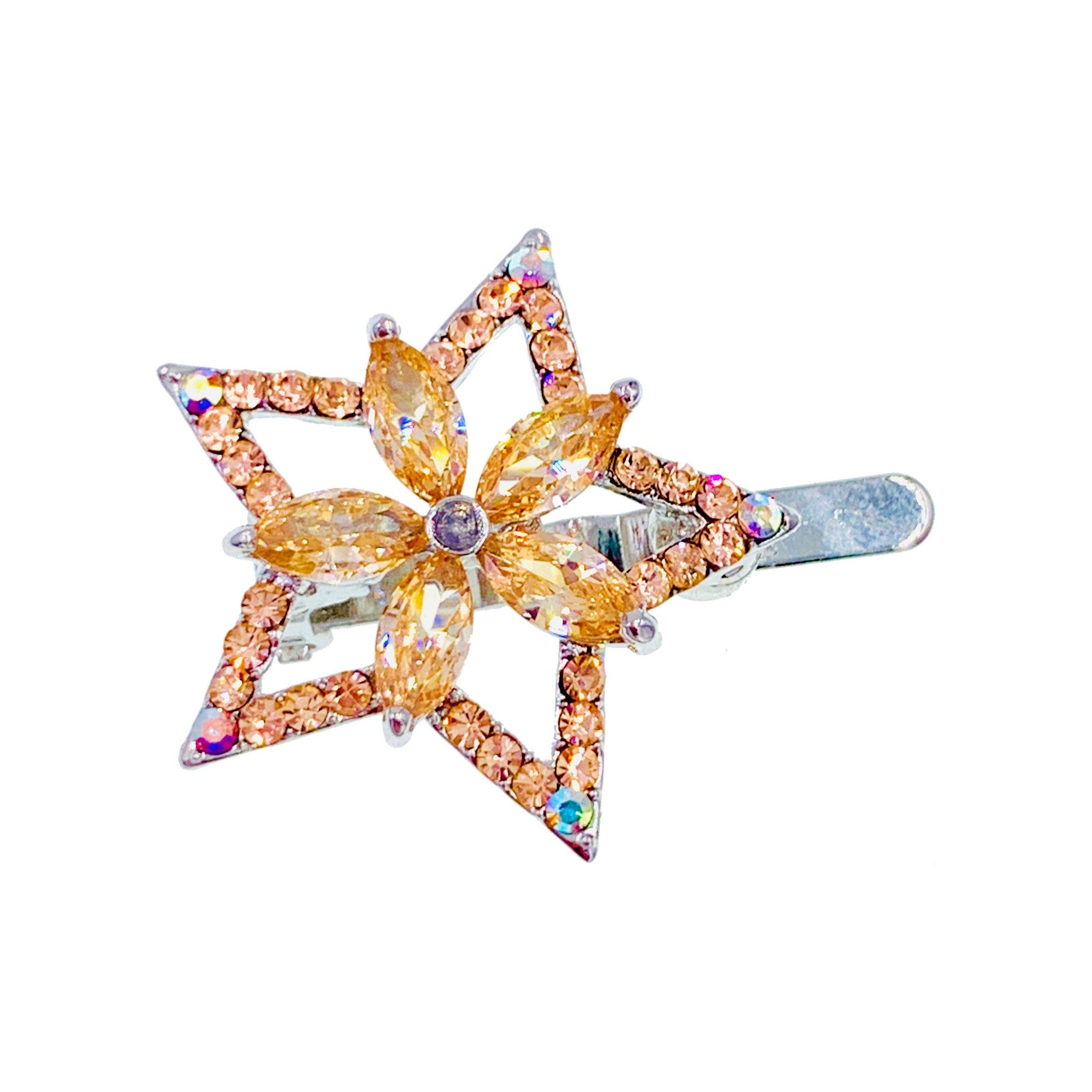 Floriana Star Magnetic Hair Clip Cubic Zirconia CZ Crystal Hairpin Small Barrette, Magnetic Clip - MOGHANT