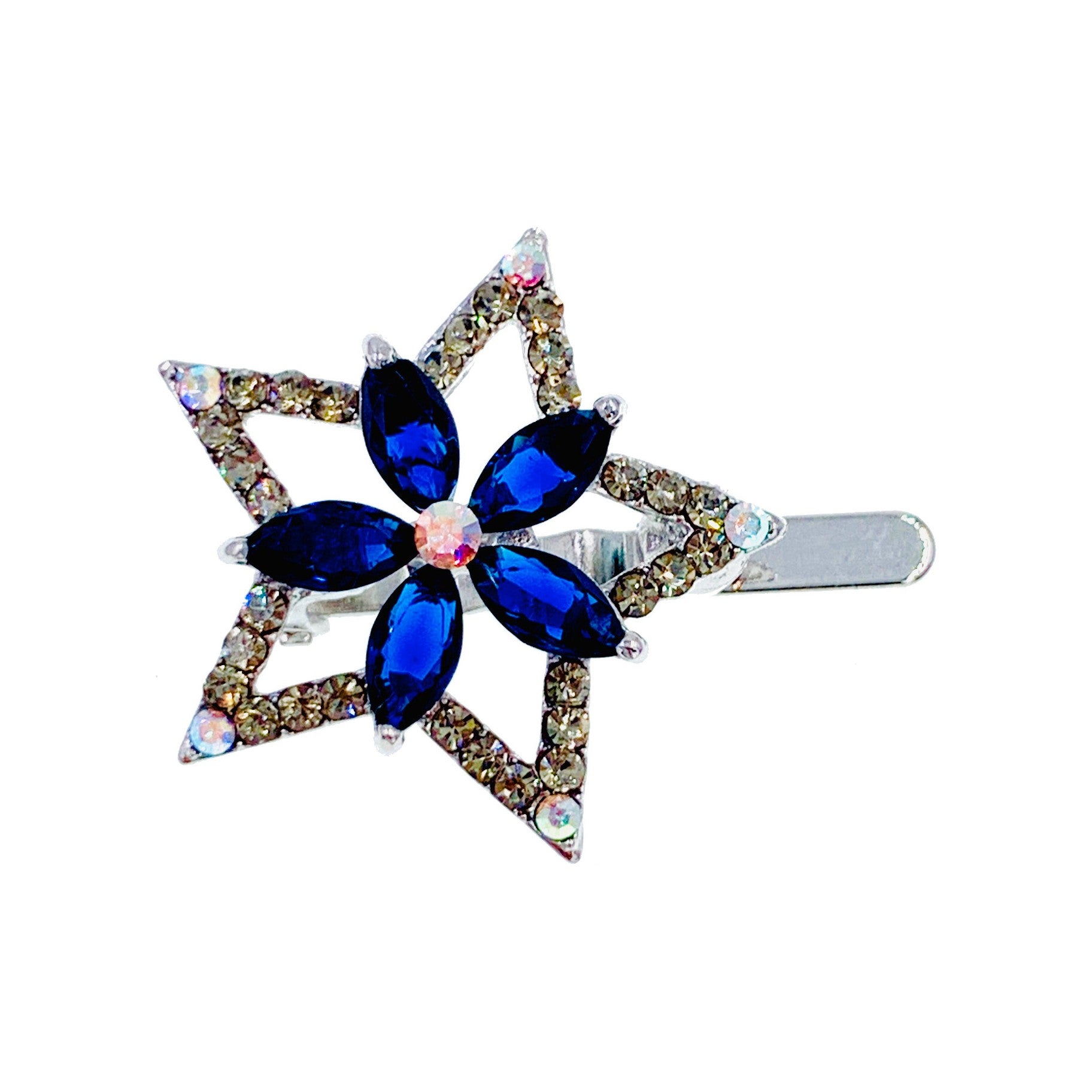 Floriana Star Magnetic Hair Clip Cubic Zirconia CZ Crystal Hairpin Small Barrette, Magnetic Clip - MOGHANT