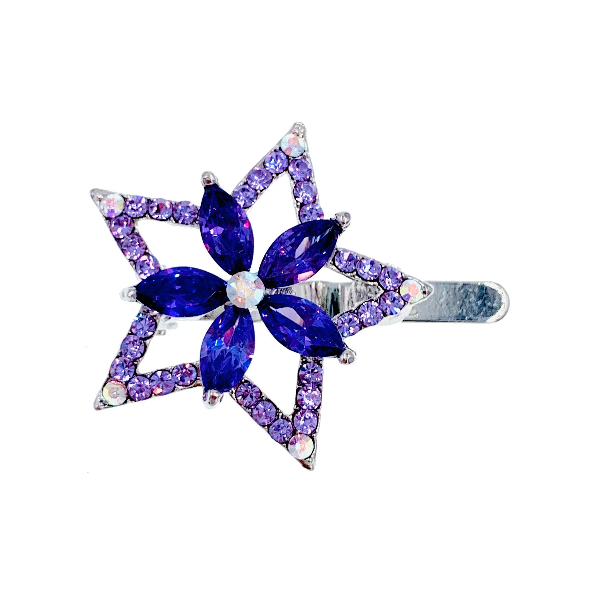 Floriana Star Magnetic Hair Clip Cubic Zirconia CZ Crystal Hairpin Small Barrette, Magnetic Clip - MOGHANT