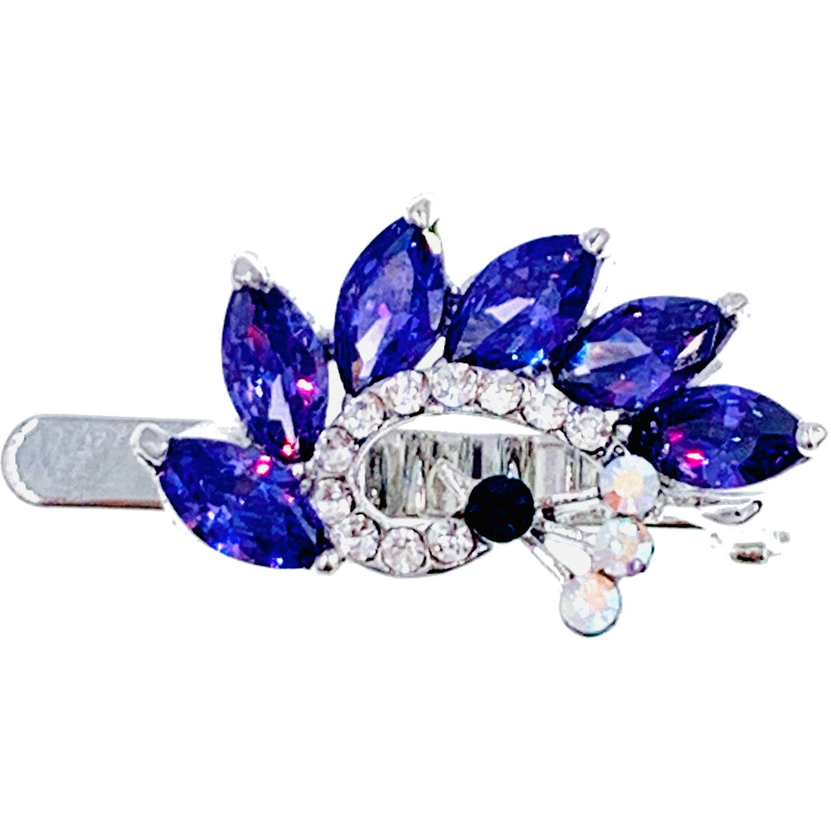 Peacock Magnetic Hair Clip use Swarovski ELM & Cubic Zirconia Crystals Hairpin Barrette, Magnetic Clip - MOGHANT