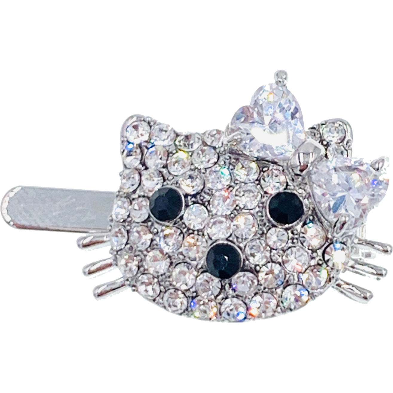 KITTY Magnetic Hair Clip use Swarovski ELM & Cubic Zirconia Crystals Hairpin Barrette Cats, Magnetic Clip - MOGHANT